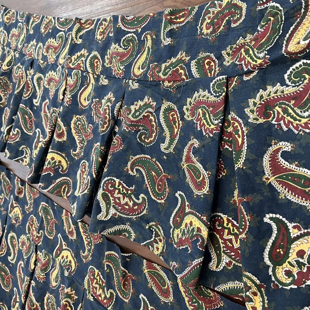 Laura Ashley Navy Paisley Curtain Panel with Red, Green & Gold Accents